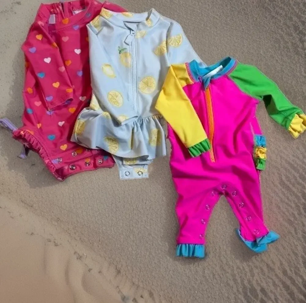 Cutest RuffleButts and Carters Baby Girls One-Piece Rashguard Swimsuits 0-3m/3m